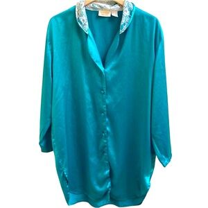 Victoria's Secret Gold Label Satin Oversized Button Night Gown M